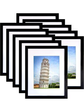 Set of 10 Black 11x14 Picture Frames for 8x10 Photos, Wall Mounting, Home Decor